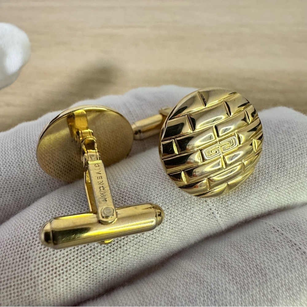 🔥PRICE DROP🔥Givenchy Gold Cuff Links with Polished Finish and Hinged Design - Picture 7 of 8